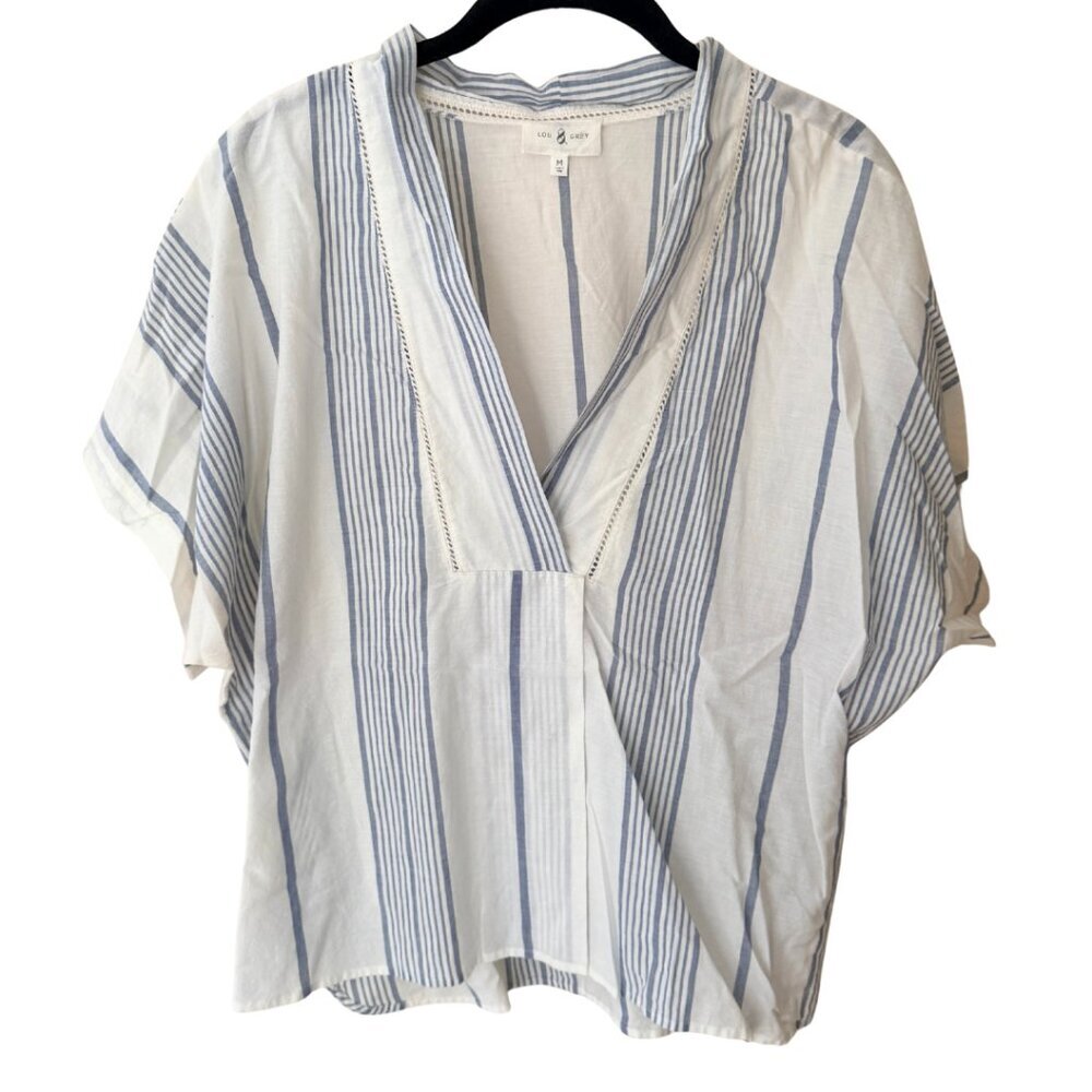 Lou & Grey, Loft, V-Neck, Blue Stripe, M